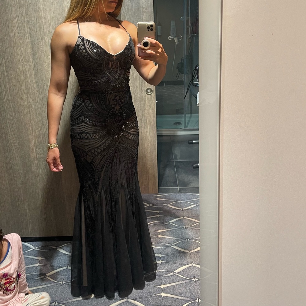Windsor Black Lace-Up Mermaid Gown